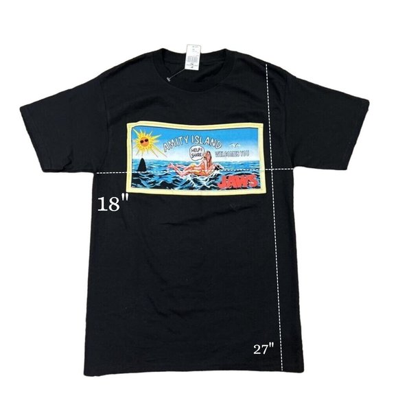 Rock Rebel Graphic T-Shirt Men's S Black Jaws Amity Island Universal Studios New - Picture 6 of 6